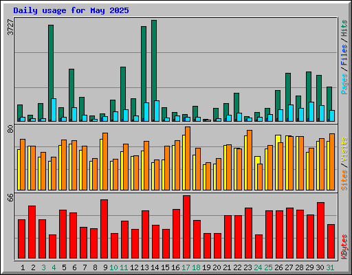 Daily usage for May 2025